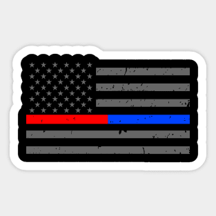 Thin Red Blue Line Flag - Firefighters - Police Officers Sticker